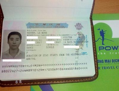 Chúc mừng anh Nguyễn Lê Minh đã có visa du lịch Đài Loan